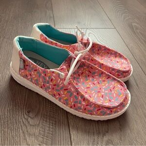 Hey Dude Wendy Youth Size 3 Birthday Pink Sprinkles Slip On Shoes
